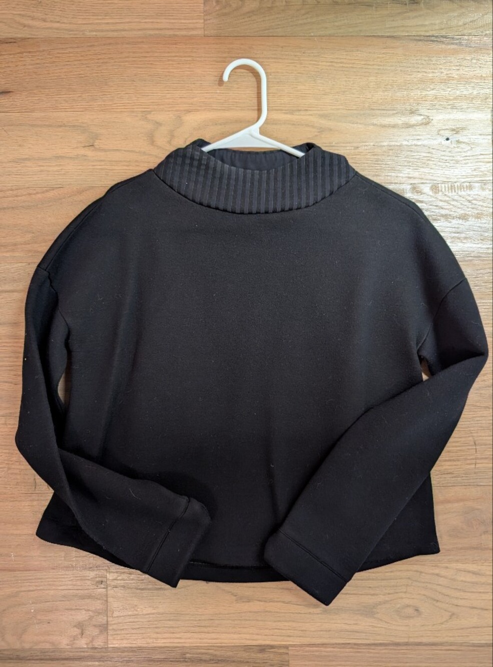ADAY Black Ribbed Cowl-Neck Scuba Sweater Size S